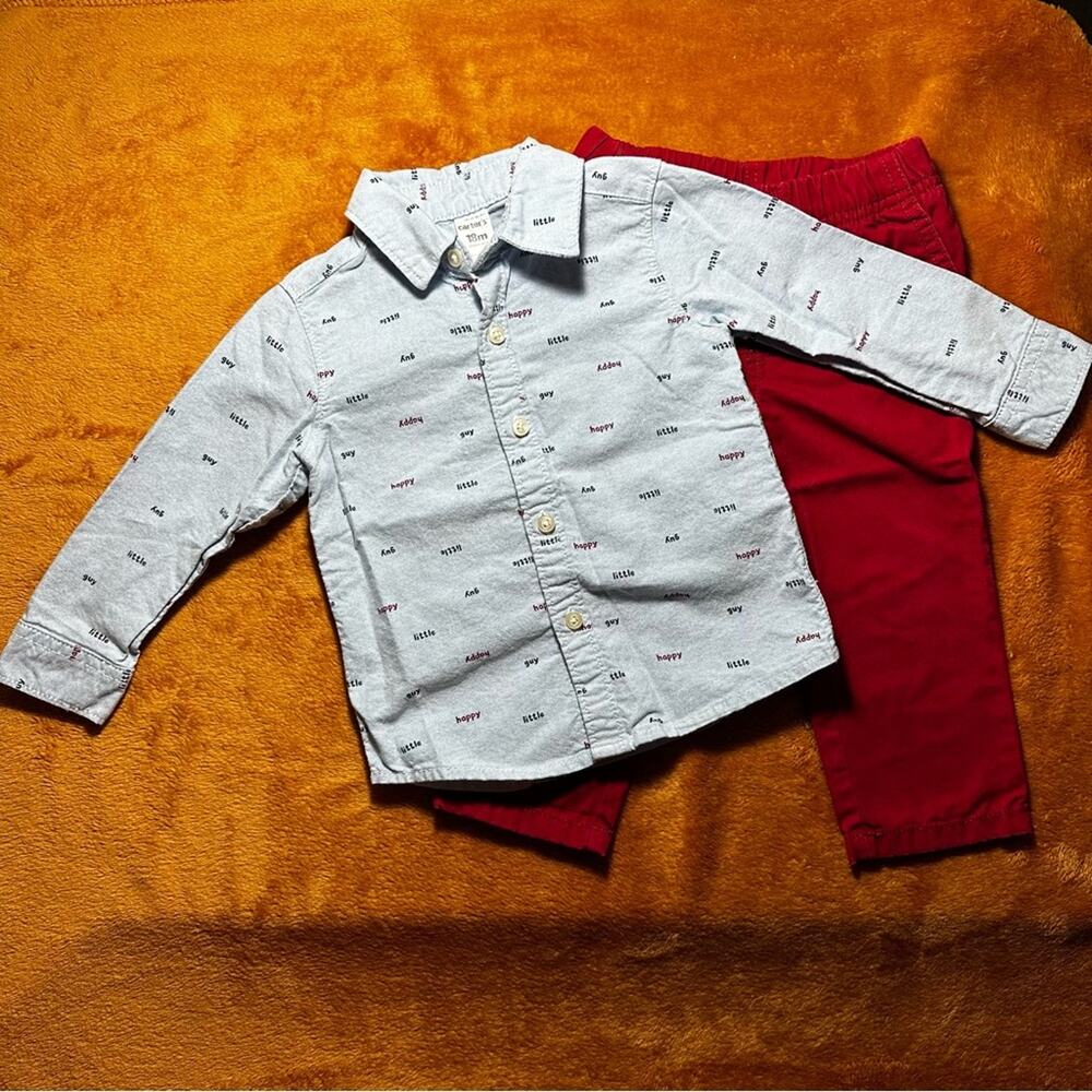 Carter’s Boys 18 Months Button Down Shirt and Pants Matching Set